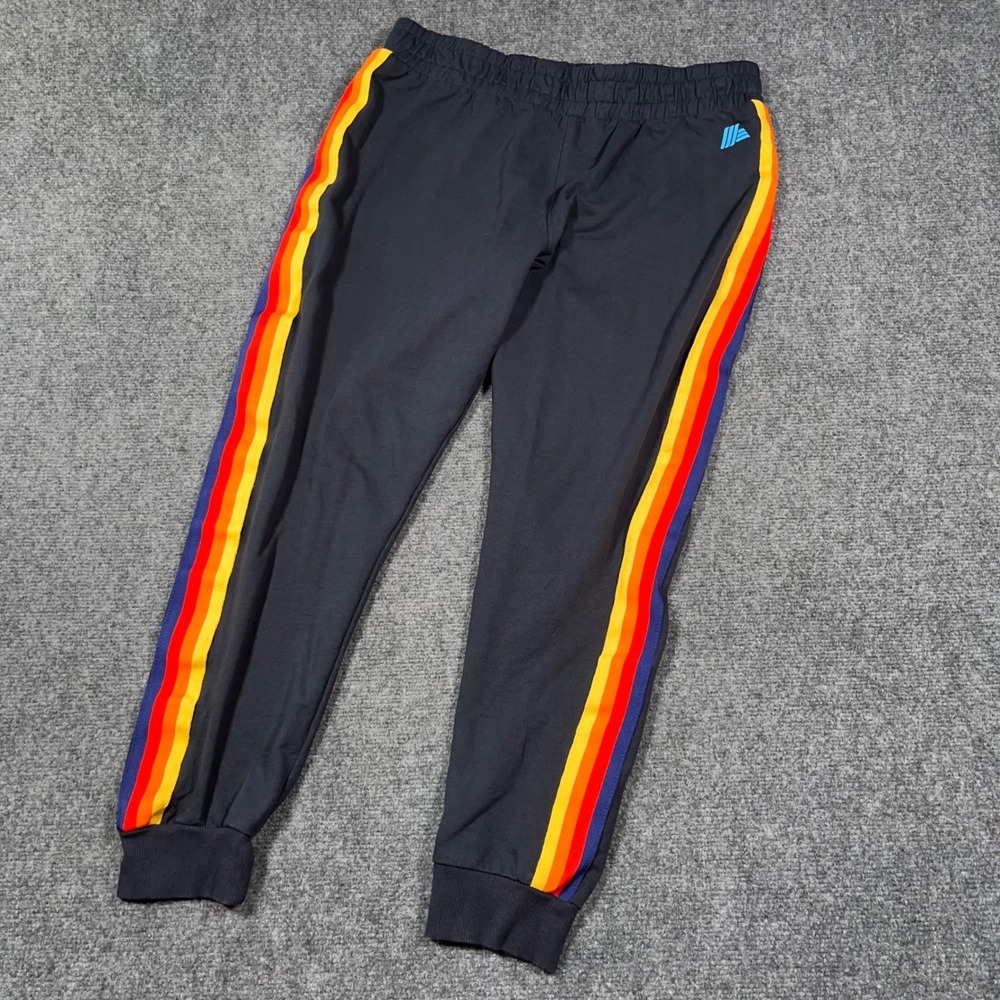 Aldi Gear Rainbow Stripe Joggers Mens Large Retro Logo Track Pants Blue